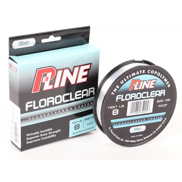 P-Line Floroclear Fluorocarbon Coated Mono Line - 8lb - 300yds