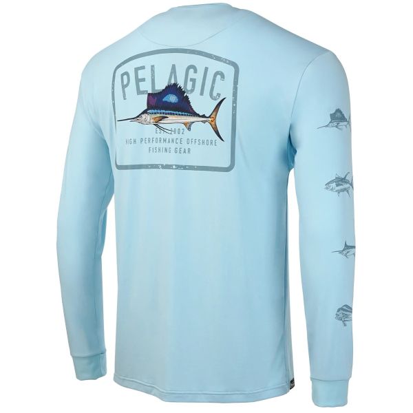 Pelagic Aquatek Game Fish Sailfish Fishing Shirt - Light Blue