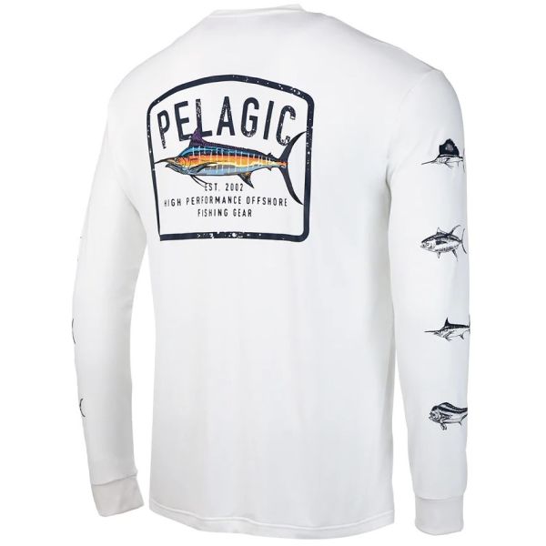 Pelagic Aquatek Game Fish Sailfish Fishing Shirt - White - 3X-Large