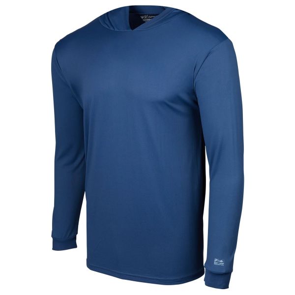 Pelagic Aquatek Solid Hooded Shirt - Smokey Blue - Large