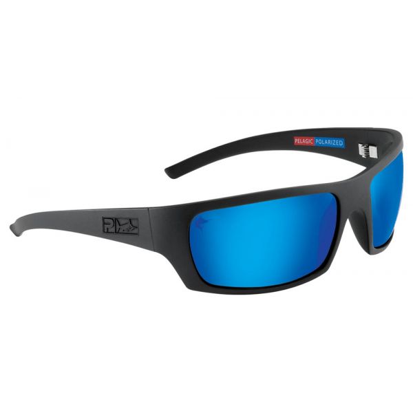 Pelagic The Mack Sunglasses - Matte Black/Black Logo/Blue Mirror