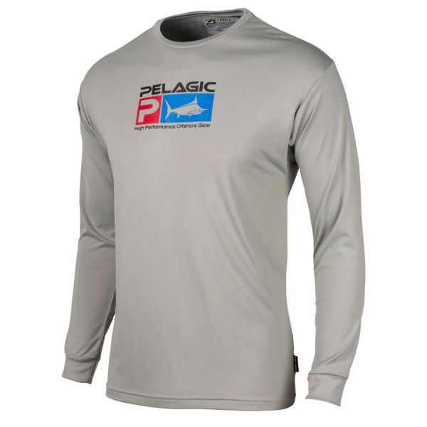 Pelagic Aquatek Deluxe Fishing Long Sleeve Shirt - Grey - Large