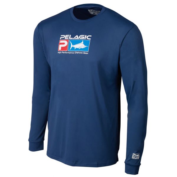 Pelagic Aquatek Deluxe Fishing Long Sleeve Shirt - Smokey Blue - Large