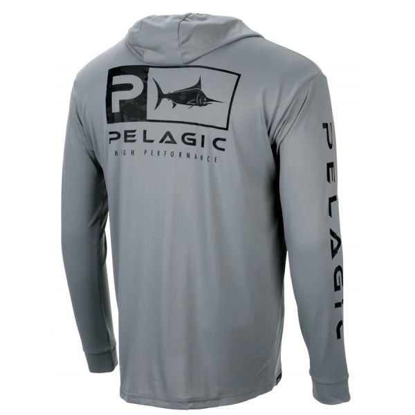 Pelagic Aquatek Icon Hoody - Fish Camo Grey - Large