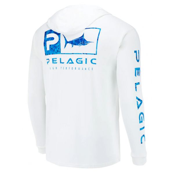 Pelagic Aquatek Icon Hoody - White/Blue Dorado - 2X-Large