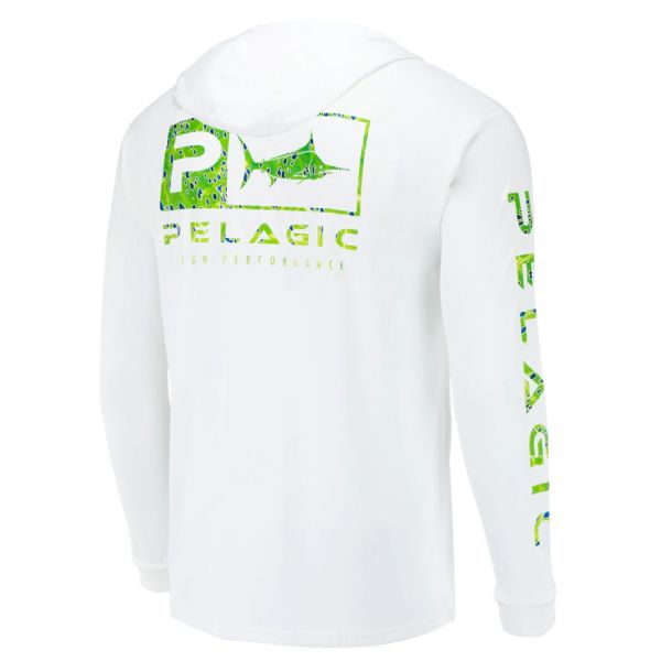 Pelagic Aquatek Icon Hoody - White/Green Dorado - 2X-Large