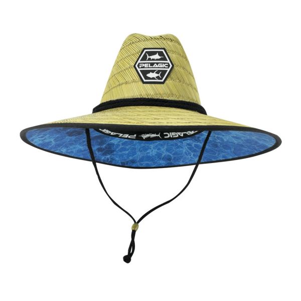 Pelagic Baja Straw Fishing Hat - Blue Hex