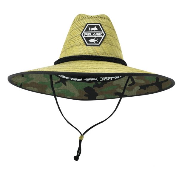 Pelagic Baja Straw Fishing Hat - Fish Camo Green