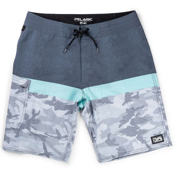 Pelagic Blue Water Camo Fishing Shorts - Grey Fish Camo - 30