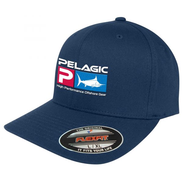 Pelagic Deluxe Logo Flexfit Hat - Navy L/XL