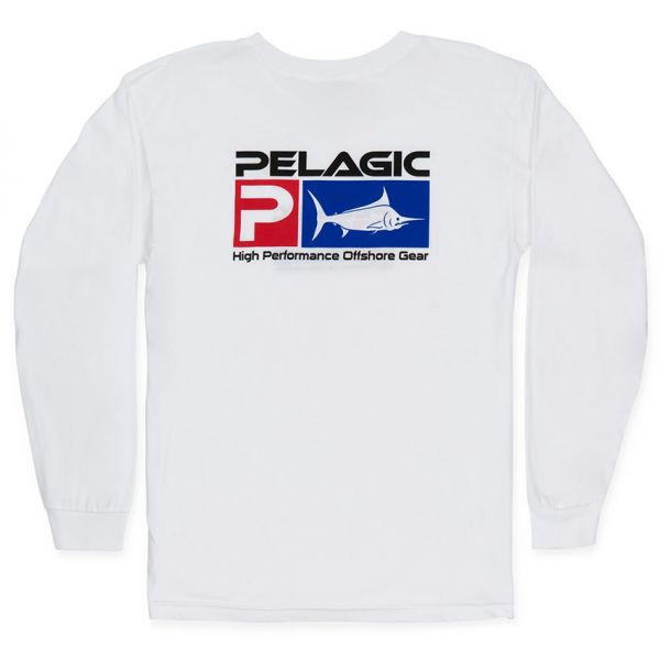 Pelagic Deluxe Logo Long Sleeve Shirt - White - 2X-Large