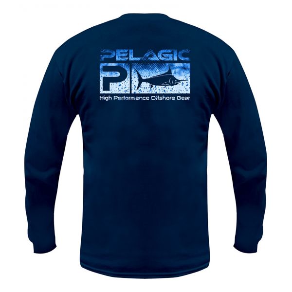 Pelagic Deluxe Logo Pattern L/S Shirt - Psycho Dorado Blue Medium