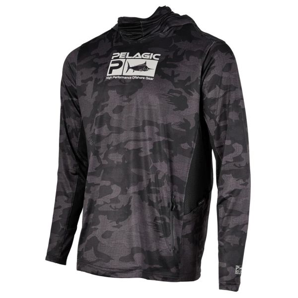 Pelagic Exo Tech Hoody - Fish Camo Black - 2X-Large