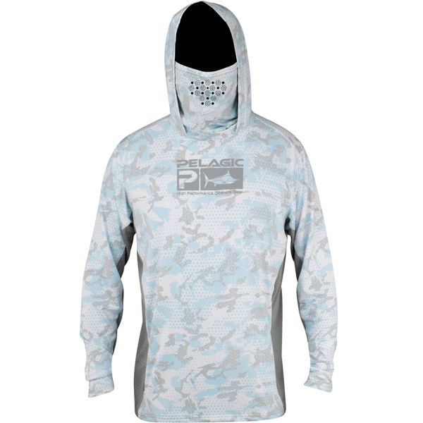 Pelagic Exo-Tech LS Hooded Shirt w/ Face Shield - Ambush Ice - 2XL