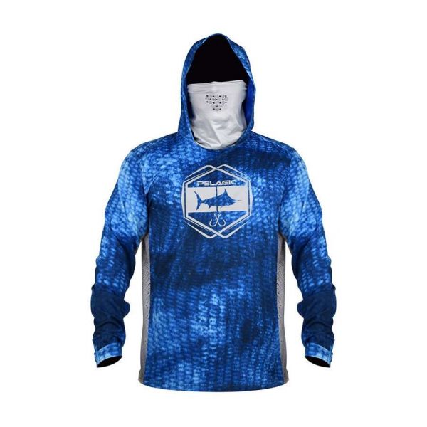 Pelagic ExoTech LS Hooded Shirt w/Face Shield - Royal Reefer - Medium