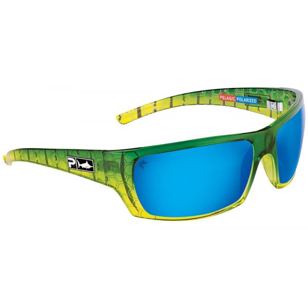 Pelagic Mack Sunglasses - Green Dorado/Blue Mirror