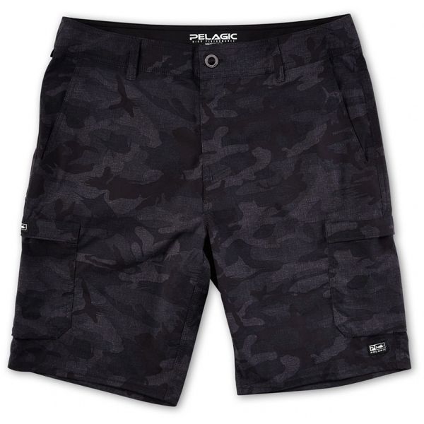 Pelagic Madeira Cargo Fishing Hybrid Shorts - Fish Camo Black - 30