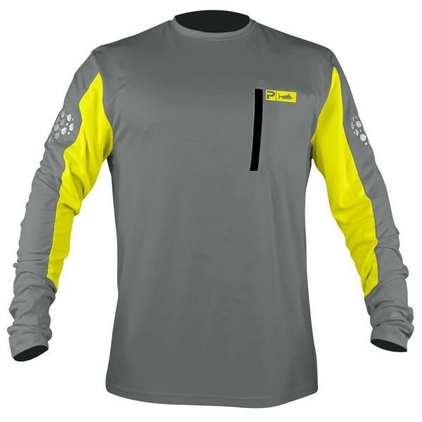 Pelagic Aeroflex Tek Long Sleeve Shirt - Charcoal/Safety - Small