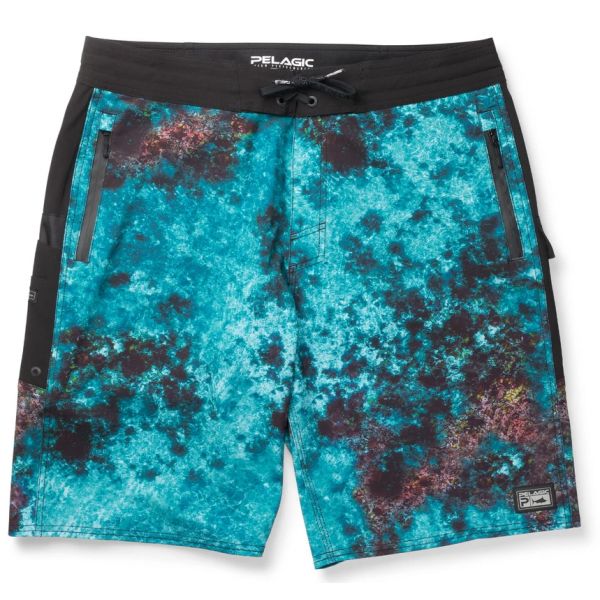 Pelagic Ocean Master Fishing Shorts - Belize Camo Aqua - 32