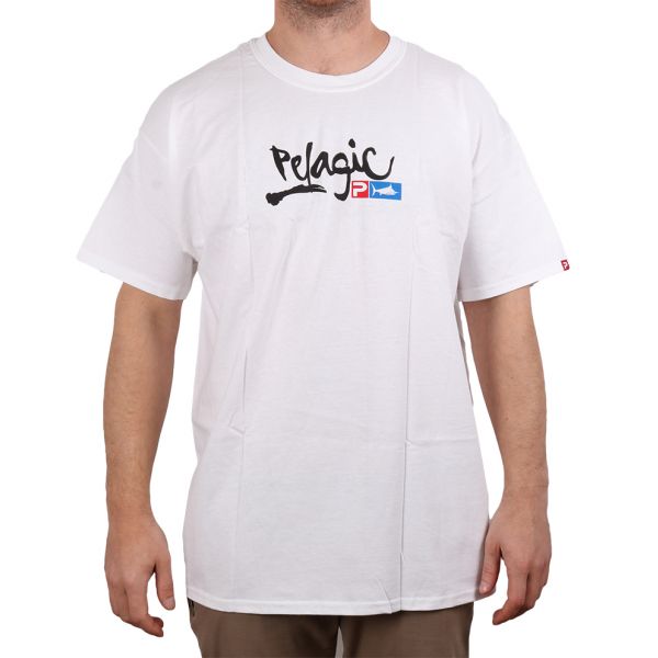 Pelagic Script Logo Short Sleeve T-Shirt White - 2XL