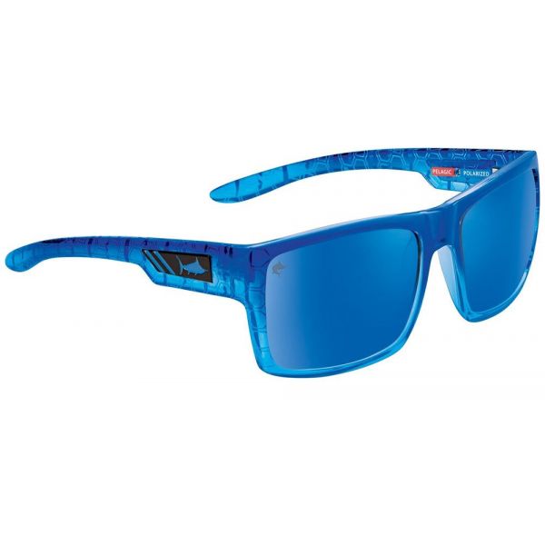 Pelagic Shark Bite Sunglasses - Blue Helix/Blue Mirror