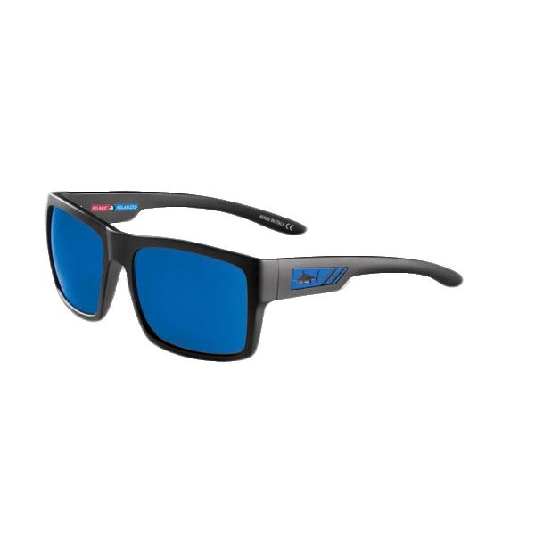 Pelagic Shark Bite Sunglasses - Matte Black/Blue Mirror