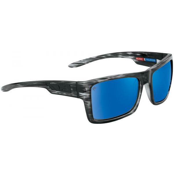 Pelagic Shark Bite Sunglasses - Silverwood/Blue Glass