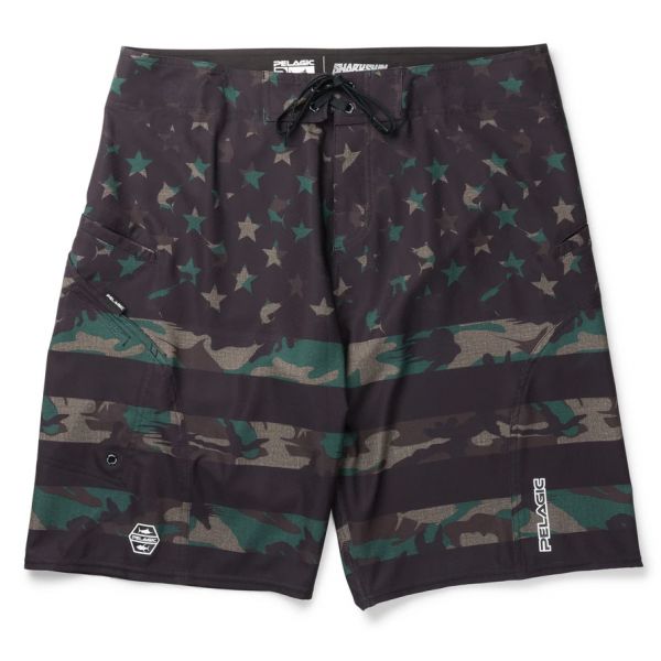 Pelagic Sharkskin 2.0 Americamo Boardshort - Fish Camo Green - 30