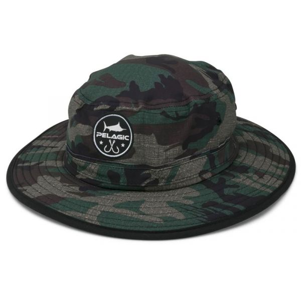 Pelagic Sunsetter Hat - Green Fish Camo