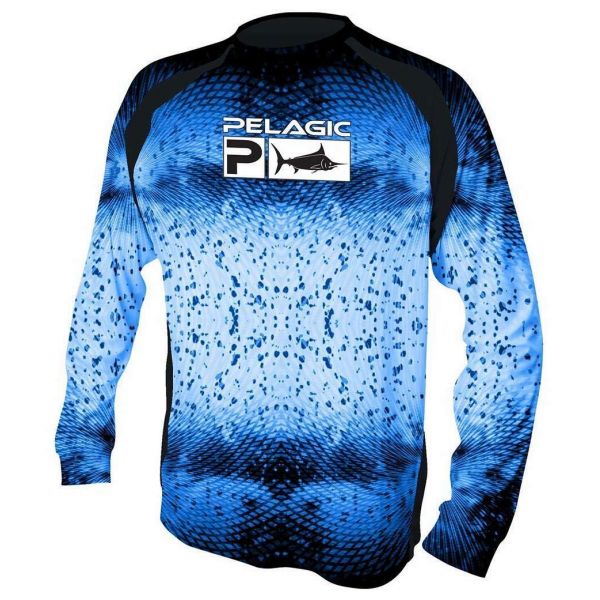 Pelagic Vaportek LS Shirt - Pscyho Dorado Blue - 2X-Large