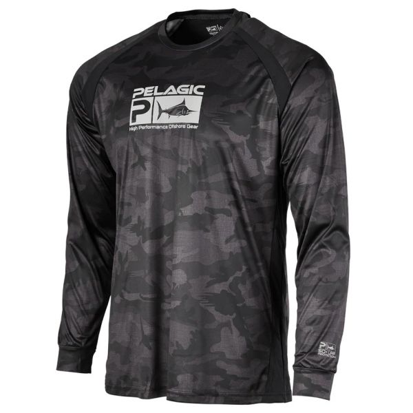 Pelagic Vaportek Long Sleeve Shirt - Fish Camo Black - 2X-Large