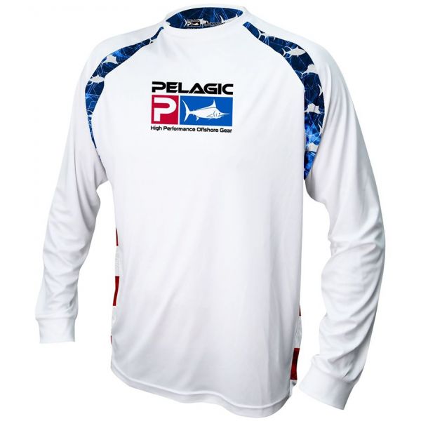 Pelagic Vaportek Sideline Americamo LS Shirt - White - 2XL