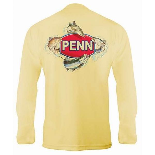 Penn 4 Fish Logo Performance Shirts - L/S Yellow LSPI4FSHYLW - Medium