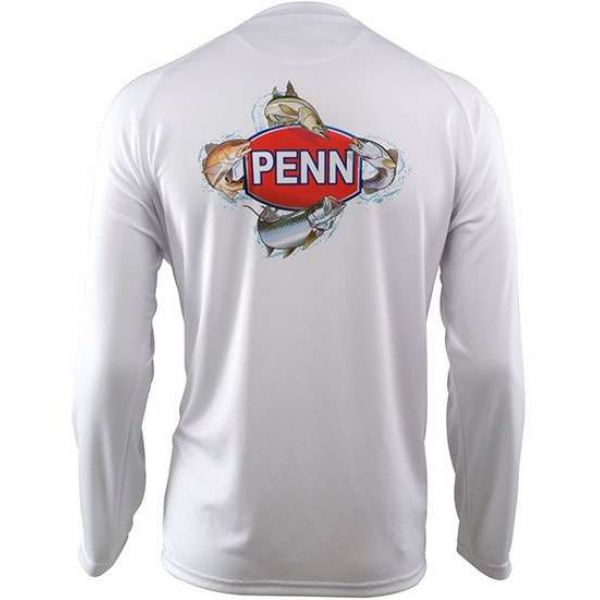 Penn 4 Fish Logo Performance Shirts - L/S White LSPI4FSHWHT - XL