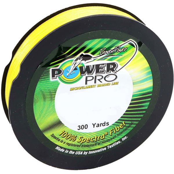 PowerPro Braided Spectra Fiber Fishing Line Hi-Vis Yellow 300 Yds.