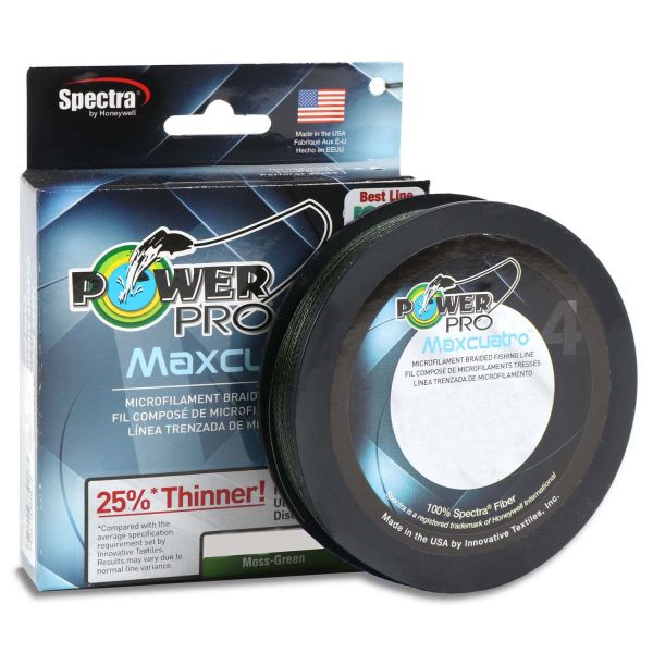 PowerPro Maxcuatro Braided Fishing Line 100lb 1500yds Moss Green