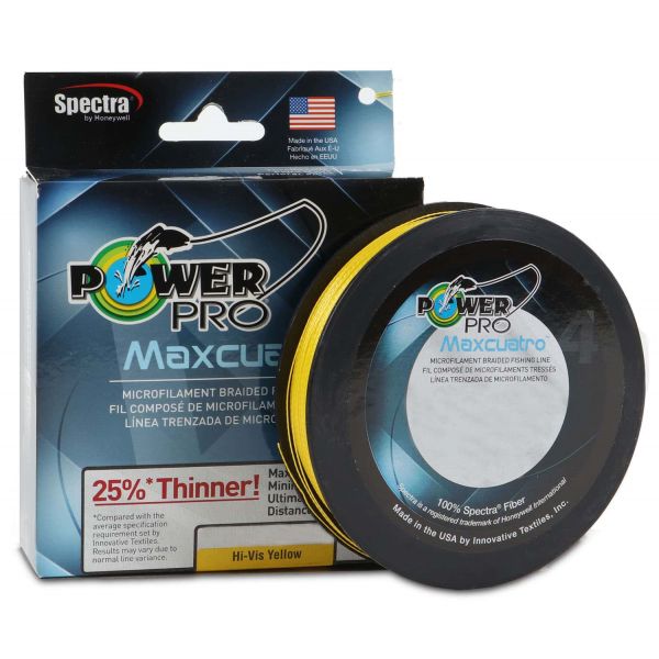 PowerPro Maxcuatro Braided Fishing Line 100lb 150yds Hi-Vis Yellow