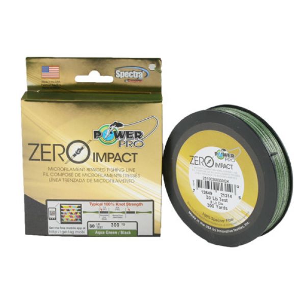 PowerPro Zero-Impact Braided Fishing Line 30lb 300yds Aqua Green