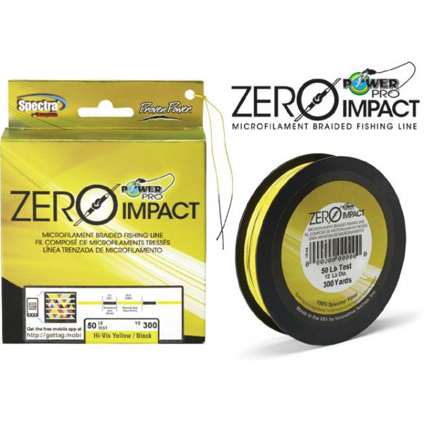 PowerPro Zero-Impact Braided Fishing Line Hi-Vis Yellow 150yd Spools