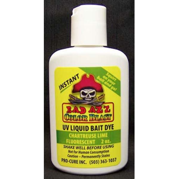 Pro-Cure Bad Azz Color Blast UV Liquid Bait Dye Chart/Lime