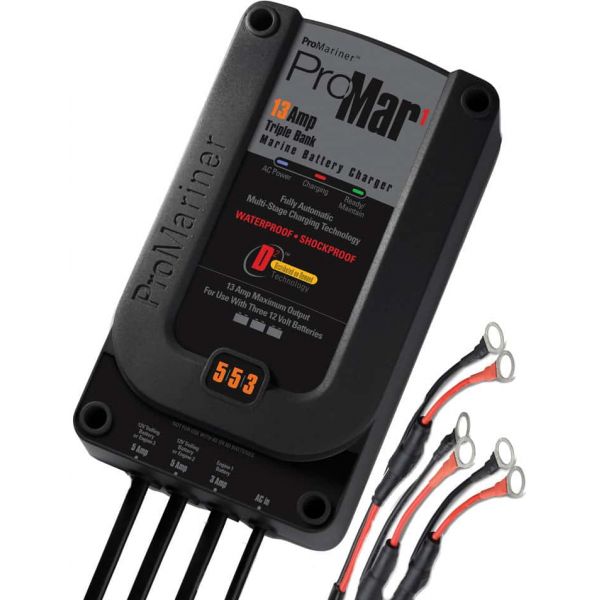 ProMariner 31413 ProMar 1 5/5/3 13-Amp 3-Bank Charger