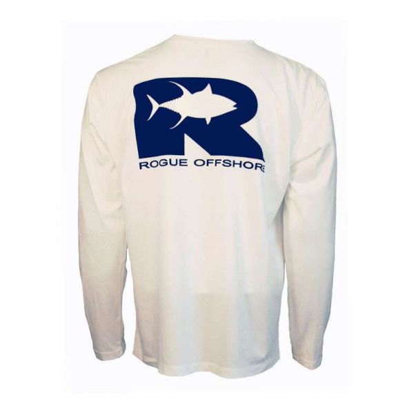 Rogue Offshore Tuna Logo L/S Performance Shirt White/Navy - Small