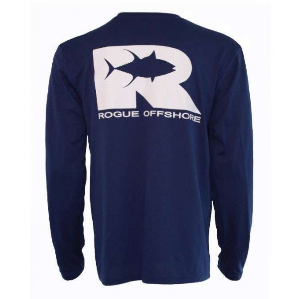 Rogue Offshore Tuna Logo L/S Performance Shirt Cobalt/White - Small