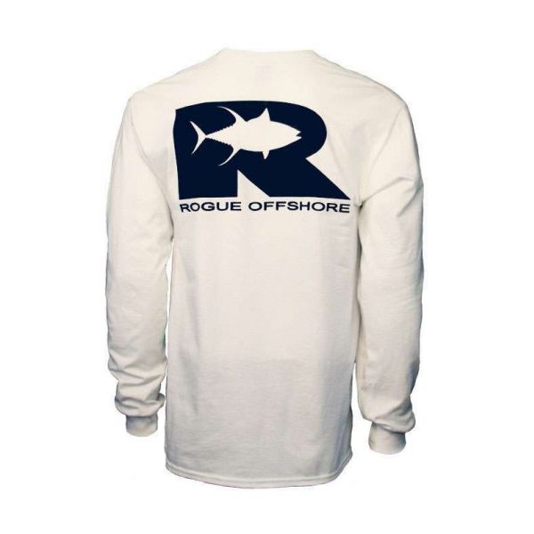 Rogue Offshore Tuna Logo Long Sleeve T-Shirt White/Navy - Size Small