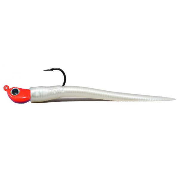 RonZ Shallow Water Series Rigged Soft Bait - Red Head - White Pearl