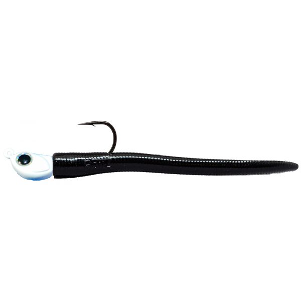 RonZ Shallow Water Series Rigged Soft Bait - White Head - Black Pearl