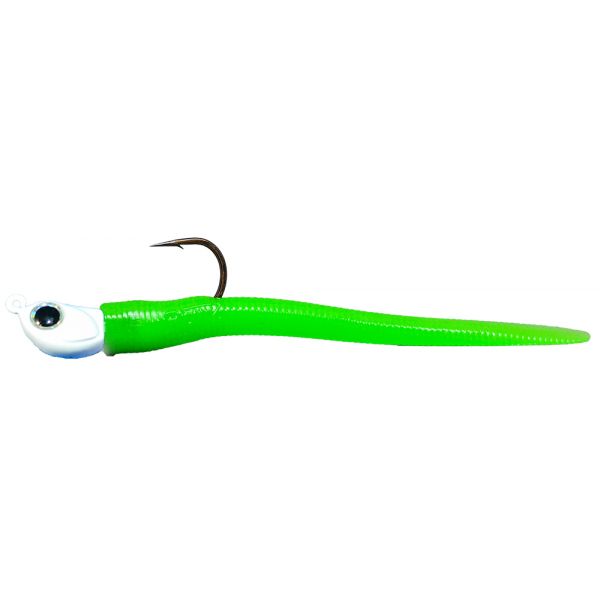 RonZ Shallow Water Series Rigged Soft Bait - White Head - Green Glow