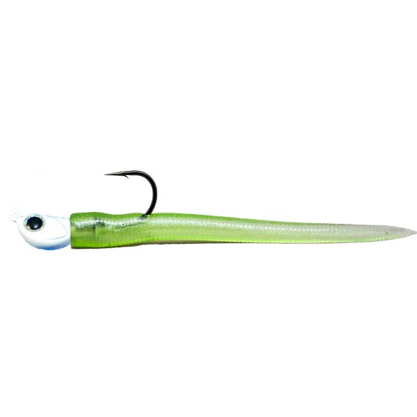 RonZ Shallow Water Rigged Soft Bait - White Head - Olive Metallic