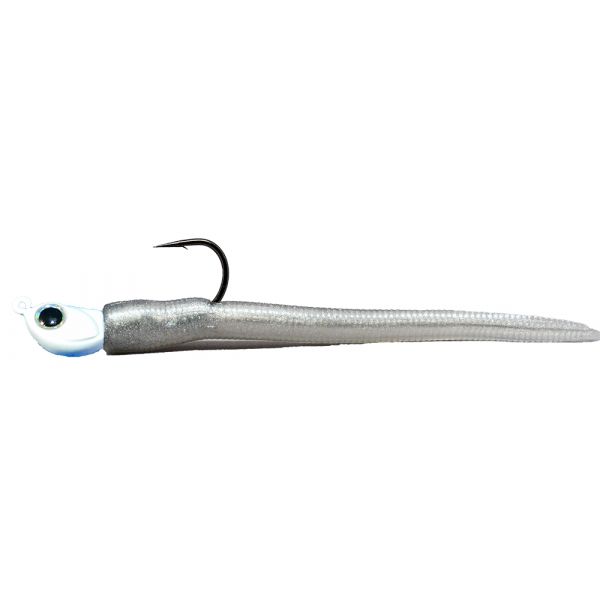 RonZ Shallow Water Rigged Soft Bait - White Head - Silver Metallic