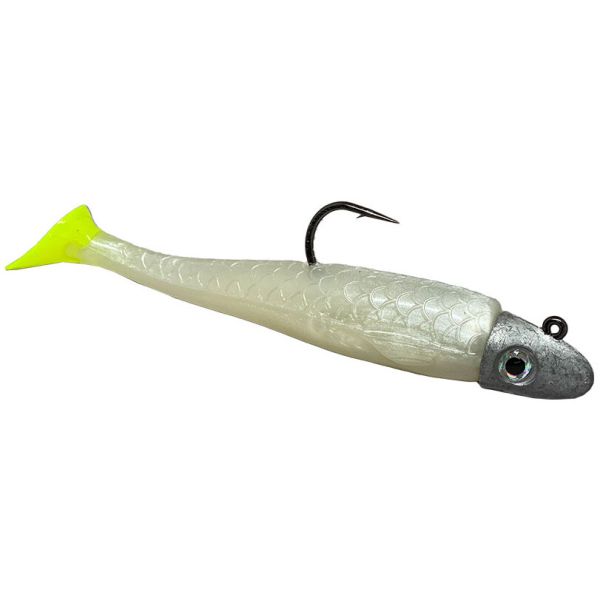 RonZ Z-Fin Original Series Rigged Paddletail - Pearl White/Chartreuse